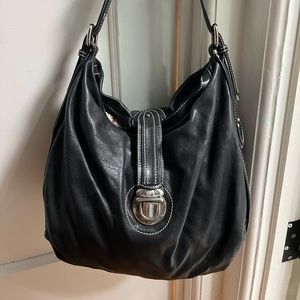 Marc Jacobs Large Leather Silver Tone Push-lock Bag